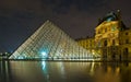 PARIS, FRANCE - July, 22, 2011: Louvre museum at night. The Louv Royalty Free Stock Photo